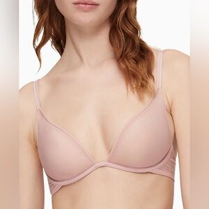 Calvin Klein Women's Sheer Marquisette Unlined Triangle Bra QF7022 Extra Small